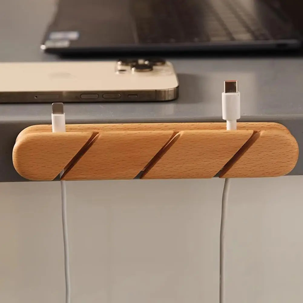 Organizador de Cables de Madera para Escritorio