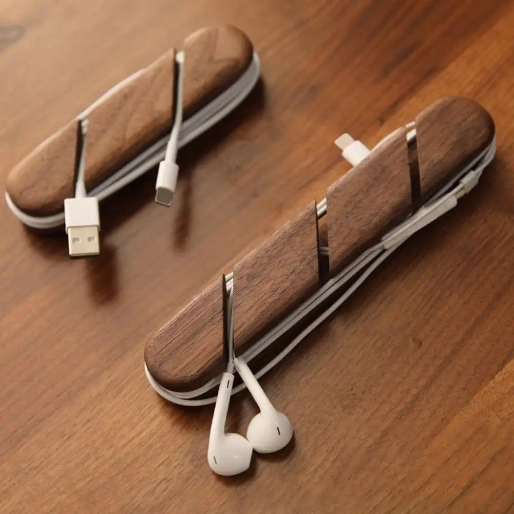 Organizador de Cables de Madera para Escritorio