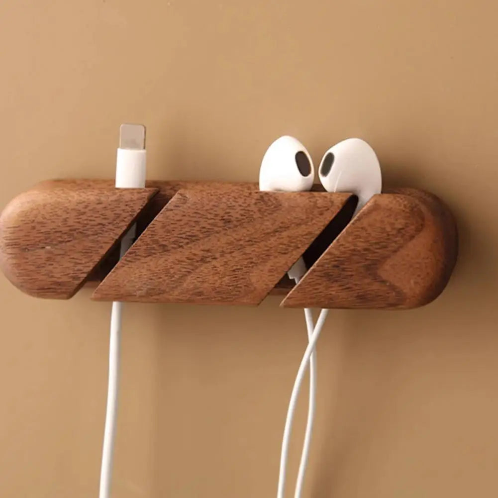 Organizador de Cables de Madera para Escritorio