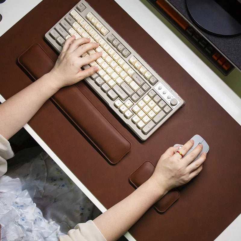 Alfombrilla de Escritorio Impermeable de PU con Reposamuñecas