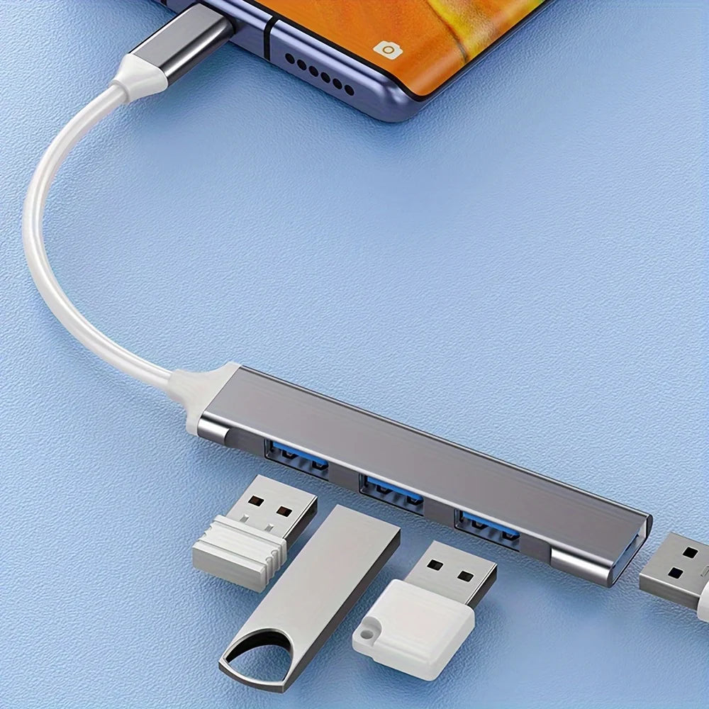 Hub USB-C Multipuerto de 4 Puertos con OTG – Adaptador USB Tipo C para Xiaomi, Lenovo y MacBook
