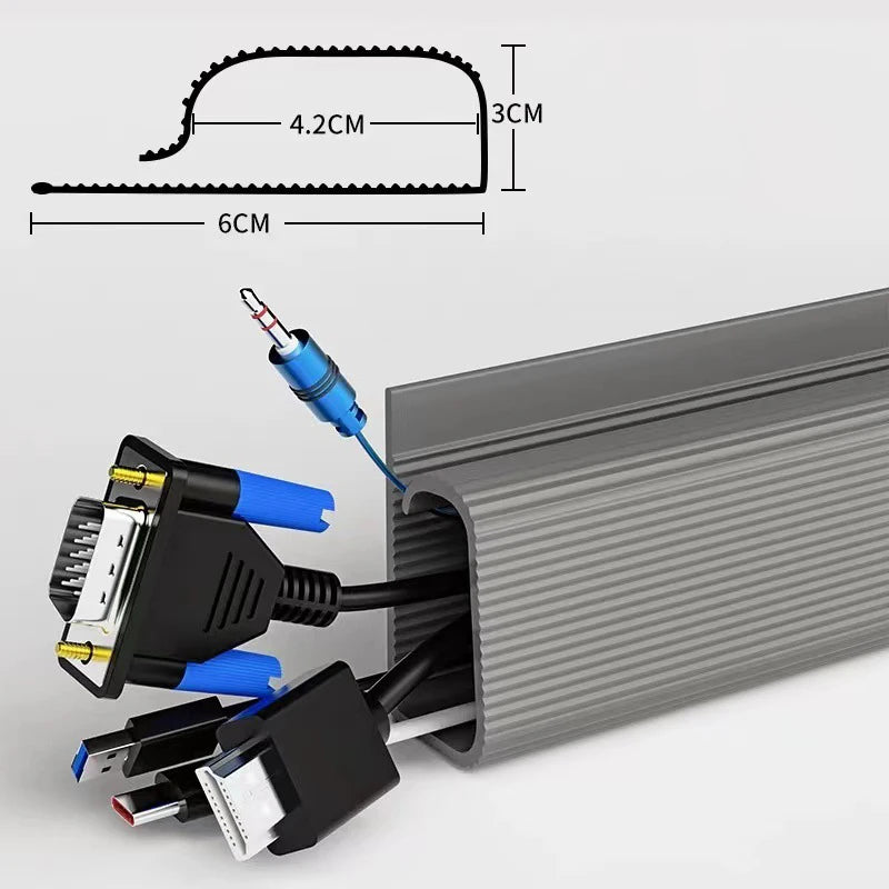 Canaleta de Gestión de Cables para Escritorio – Protector y Organizador Adhesivo
