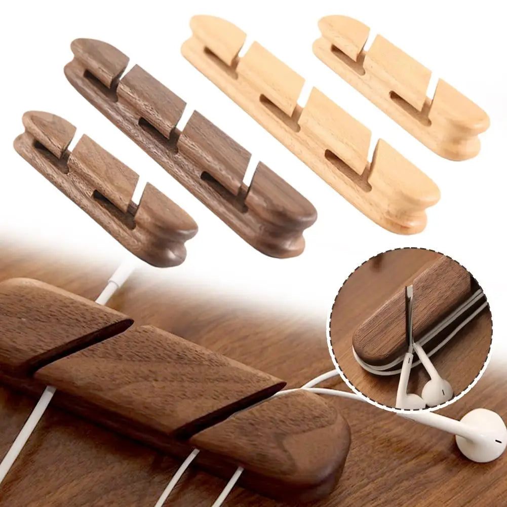 Organizador de Cables de Madera para Escritorio