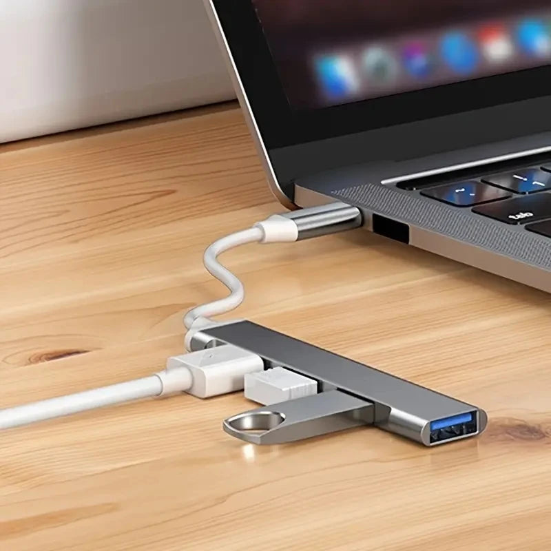 Hub USB-C Multipuerto de 4 Puertos con OTG – Adaptador USB Tipo C para Xiaomi, Lenovo y MacBook