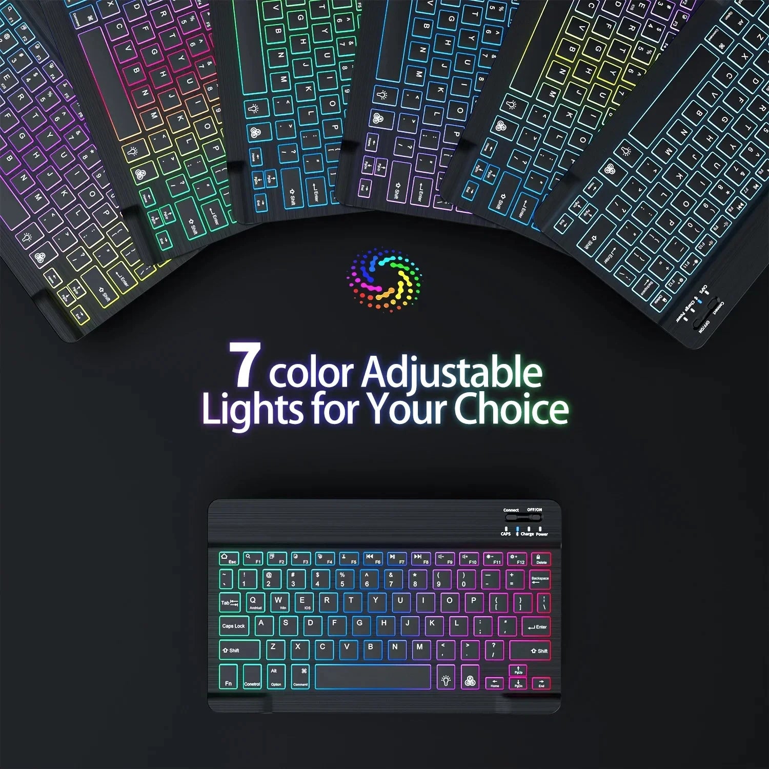 Teclado Mini Bluetooth RGB Retroiluminado 10” con Ratón Inalámbrico Recargable – Español y Multilenguaje