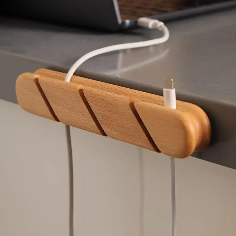 Organizador de Cables de Madera para Escritorio