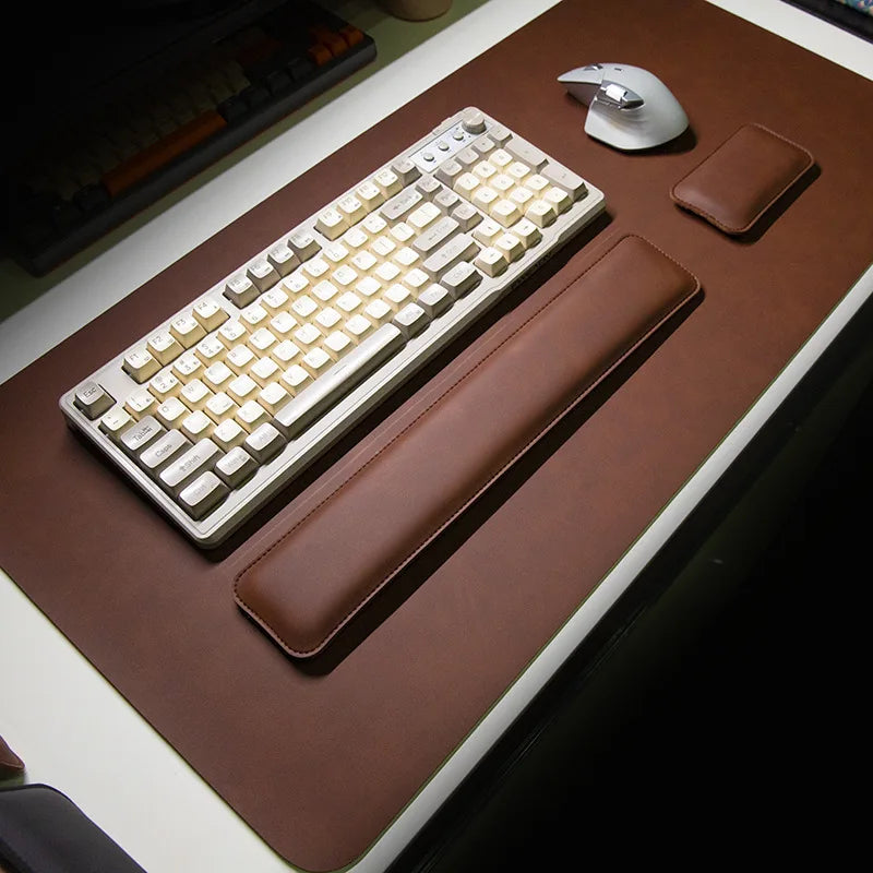 Alfombrilla de Escritorio Impermeable de PU con Reposamuñecas